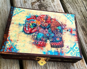 Handcrafted Vintage Elephant Jewelry Box, Stash Box, Jewelry Organizer, trinket Storage, Birthday gift