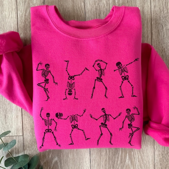 Retro Y2K Dancing Skeleton Sweatshirt, Oversized Halloween Crewneck, 90s Grunge Vintage Skeleton Shirt, Dance Lovers Fall Pullover,Goth Gift