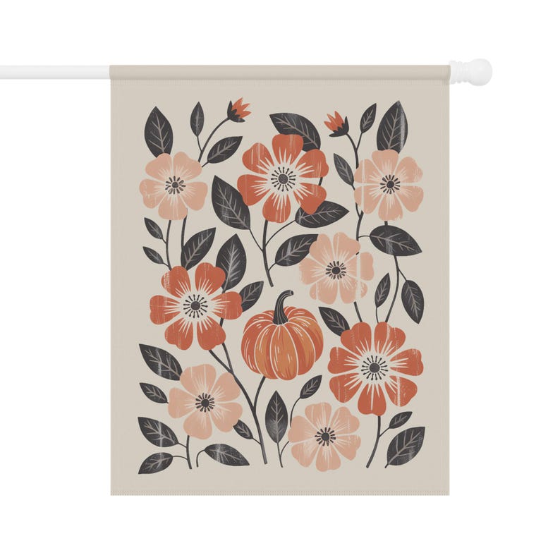 Bandera de jardín bohemia con flores otoñales, arte cottagecore para jardín, regalo de inauguración de casa, decoración de porche, decoración de exteriores otoñal, arte de jardín, bandera de jardín otoñal 24.5'' × 32''