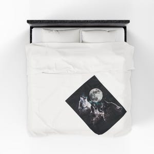 Vintage Wolf Blanket, Wolf Lover Gift, Weirdcore Blanket, Unique Blanket, Graphic Blanket Gift, Cosmic Wolf Pack Fleece Blanket, Wolf Decor 30" × 40"