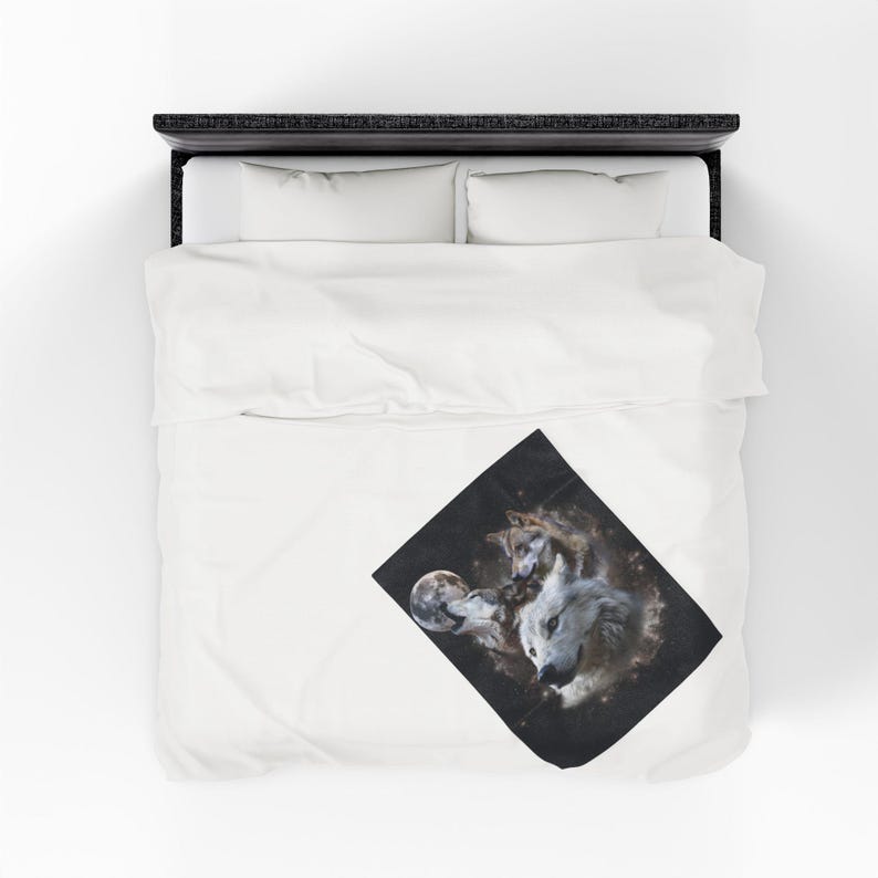Vintage Wolf Blanket, Wolf Lover Gift, Weirdcore Blanket, Unique Blanket, Graphic Blanket Gift, Cosmic Wolf Pack Fleece Blanket, Wolf Decor 30" × 40"