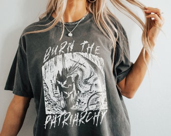 Burn The Patriarchy Feminism Dragon Shirt, Feminist T-Shirt, Feminist Art, Weirdcore, Ironic Shirt, Feminine Rage