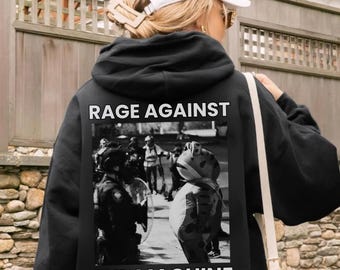 Portland Frog Protester Hoodie, Anti ICE Hoodie, Unisex Protest Hoodie with Sleeve Print, Anti Establishment, Resistance, Anti Trump Hoodie