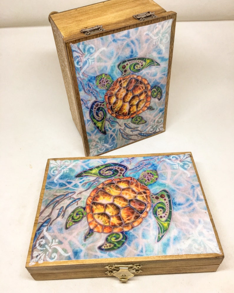 Handcrafted Vintage Sea Turtle Jewelry Box Stash Box/ Jewelry Etsy