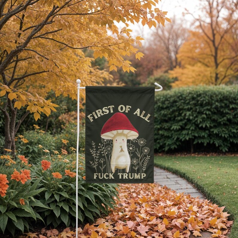 Cottagecore Anti Trump Flag, Fuck Trump, Feminist Gifts, Anti Maga, Feminist Flag, Pro Choice, Anti Trump Sign, Political Garden Flag image 3