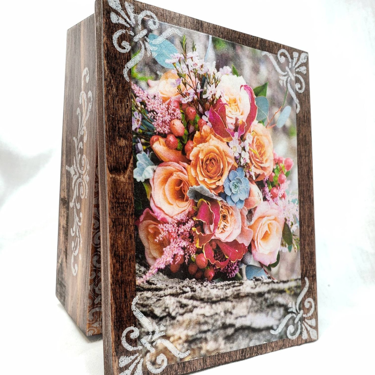 PERSONALIZED Flower Bouquet Jewelry Box With Mirror & Drawer Etsy