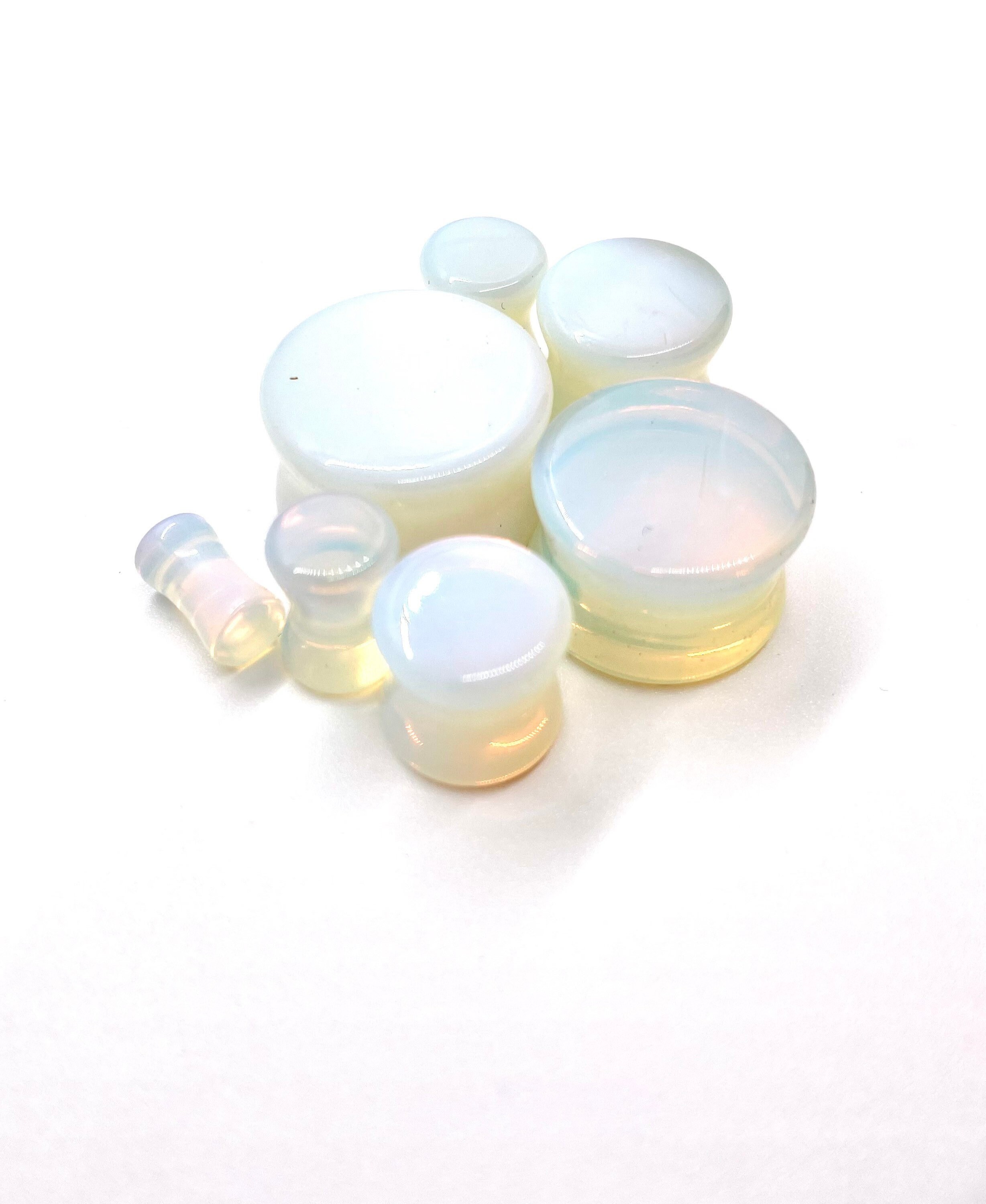 Pair Of Opalite Opalescent Stone Moonstone Plugs Gauge Sizes Etsy Uk