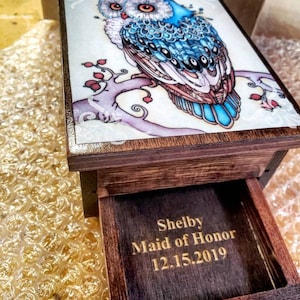 PERSONALIZED Majestic Owl Jewelry Box, with Mirror & Drawer Jewelry Organizer, Personalized Gift for mom, Owl Decor image 8