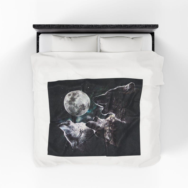 Vintage Wolf Blanket, Wolf Lover Gift, Weirdcore Blanket, Unique Blanket, Graphic Blanket Gift, Cosmic Wolf Pack Fleece Blanket, Wolf Decor 50" × 60"