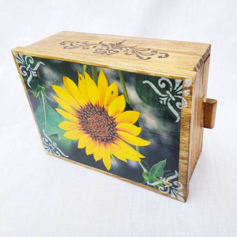 PERSONALIZED Sunflower Jewelry Box with Mirror & Drawer Etsy