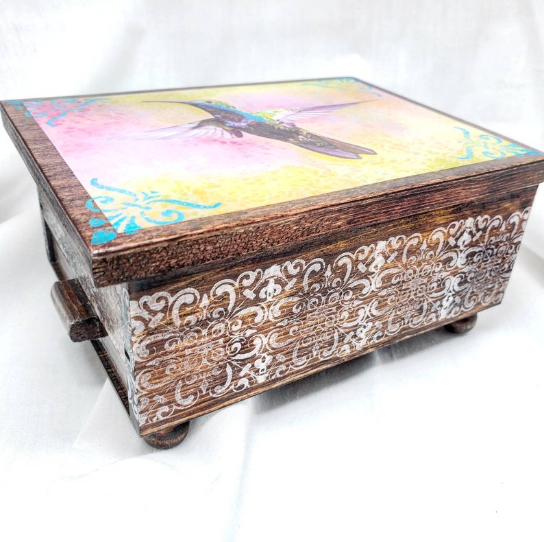 PERSONALIZED Hummingbird Wood Jewelry Box with Mirror ...