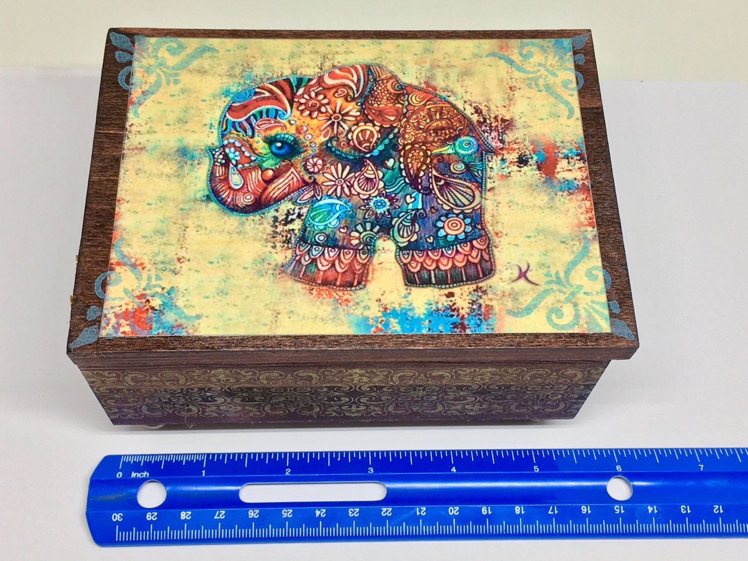 PERSONALIZED Bohemian Elephant Jewelry Box w/ Mirror & Etsy