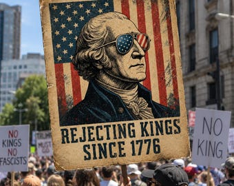 Rejecting Kings Since 1776 Poster, No Kings Protest Sign Printable, Progressive Activist Art, Liberal Art, Anti Trump Rally Sign