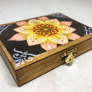 Vintage Lotus Wood Jewelry Box - Stash Box, Jewelry Organizer Small trinket Storage, Birthday Gift