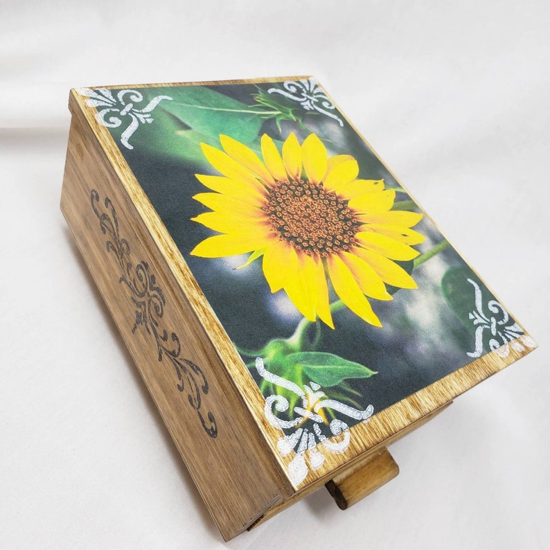 PERSONALIZED Sunflower Jewelry Box With Mirror & Drawer Etsy