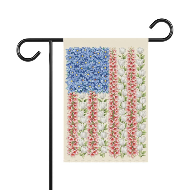 FDT Garden Flag, Foxglove Daisy Tulip Floral American Flag, Feminist Political Yard Decor, Resistance Outdoor Flag, Anti Trump Garden Flag 12'' × 18''