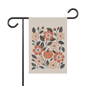 Bandera de jardín bohemia con flores otoñales, arte cottagecore para jardín, regalo de inauguración de casa, decoración de porche, decoración de exteriores otoñal, arte de jardín, bandera de jardín otoñal 12'' × 18''