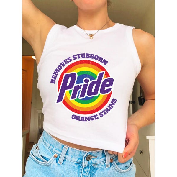 Anti Trump Pride Crop Tank Top, Lesbian Shirt, Festival, Transgender, Fuck Trump, Lgbtq Crop Top, Queer Shirt,FDT Shirt, Lesbian Pride Shirt