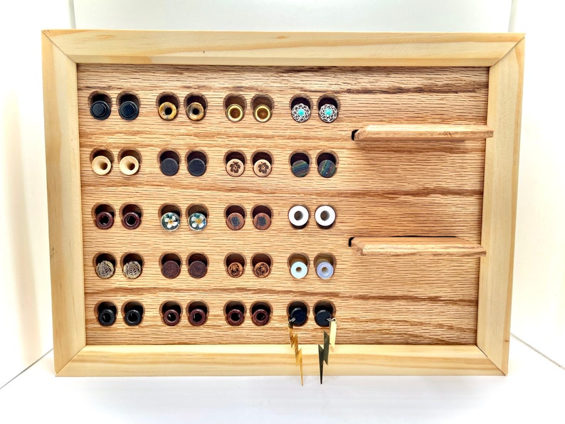 ECJ Custom Plug Board Wood Plug Earring Organizer 2g, 0g, 00g, 7/16, 1/2, 9/16, 5/8, 11/16, 3/4, 7/8, 1Gauges Dangle Plugs image 5