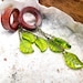 Organic Glass Green Leaf Dangles- Available as Plug Gauges or Tunnels/ Sizes 2g 0g 00g 7/16” 1/2” 9/16” 5/8” 3/4” 7/8”  1' Plant Lover Gift 