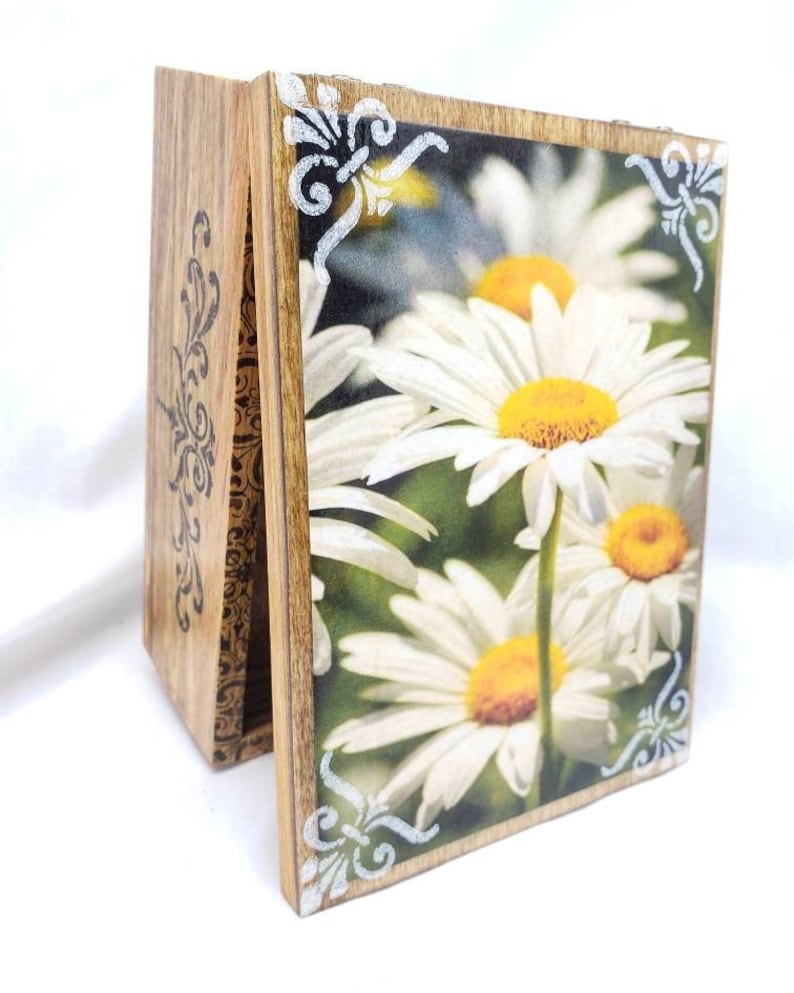 PERSONALIZED White Daisy Jewelry Box W/ Mirror & Drawer Etsy