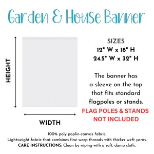 Puede incluir: Bandera blanca para jard&iacute;n y casa con el texto "Garden & House Banner". La bandera tiene una funda en la parte superior que se adapta a m&aacute;stiles o soportes est&aacute;ndar. Los tama&ntilde;os son 30,5 cm de ancho x 45,7 cm de alto y 62,2 cm de ancho x 81,3 cm de alto.