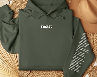 Felpa con cappuccio Resist Feminist, maglietta femminista, felpa con cappuccio per i diritti delle donne, anti Trump, fanculo Trump, maglietta per i diritti delle donne, felpa femminista