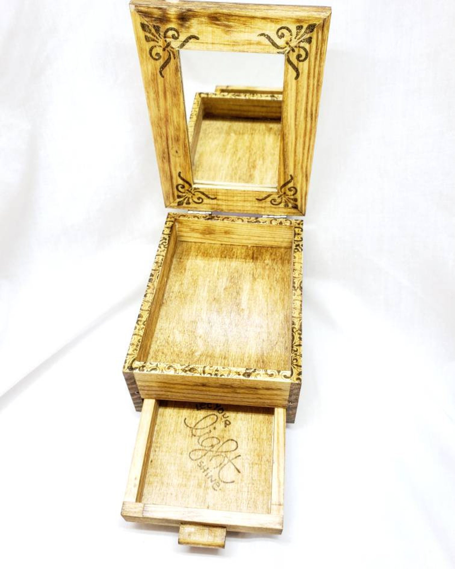 PERSONALIZED Rose Jewelry Box With Mirror & Drawer jewelry Etsy