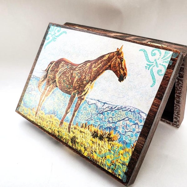 PERSONALIZED Handcrafted Horse Jewelry Box - Wood Jewelry Organizer, Trinket Box, Gift, Birthday, Wedding, Engraved Gift