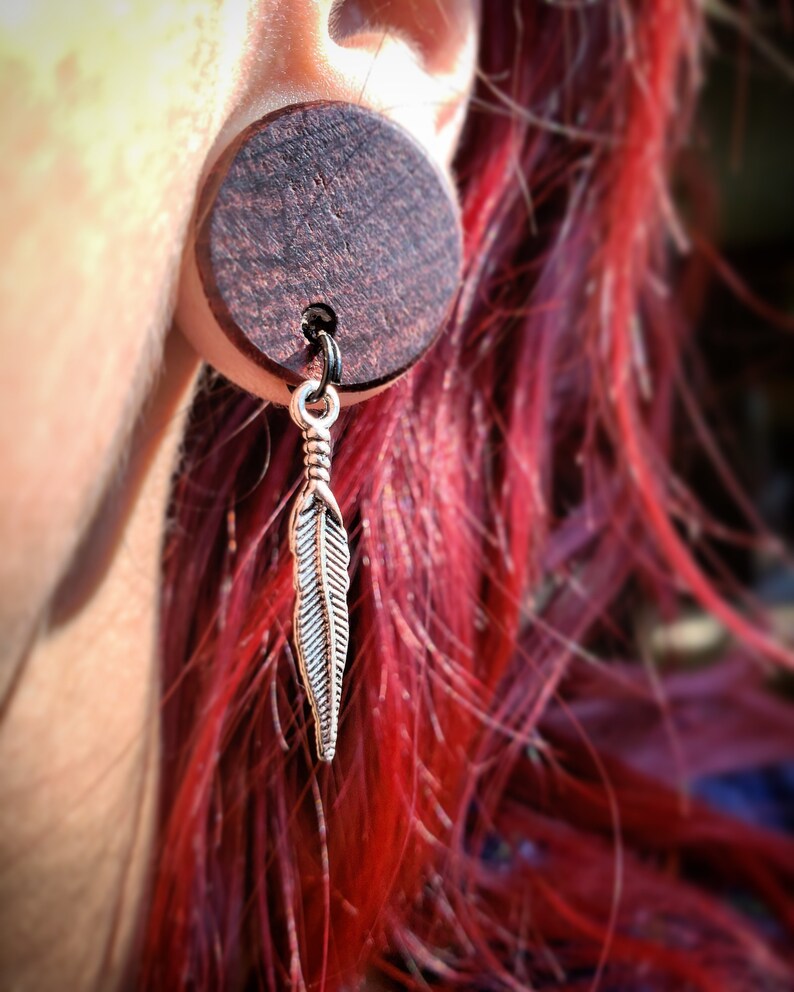 Whispering Feather Dangle Plug Earrings Gauge Sizes 2g6mm Etsy