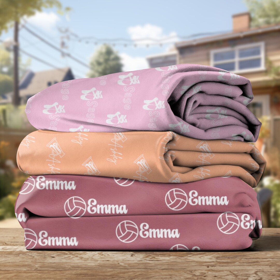 Personalized Sports Blanket, Kids Athletic Blanket, Custom Name Blanket