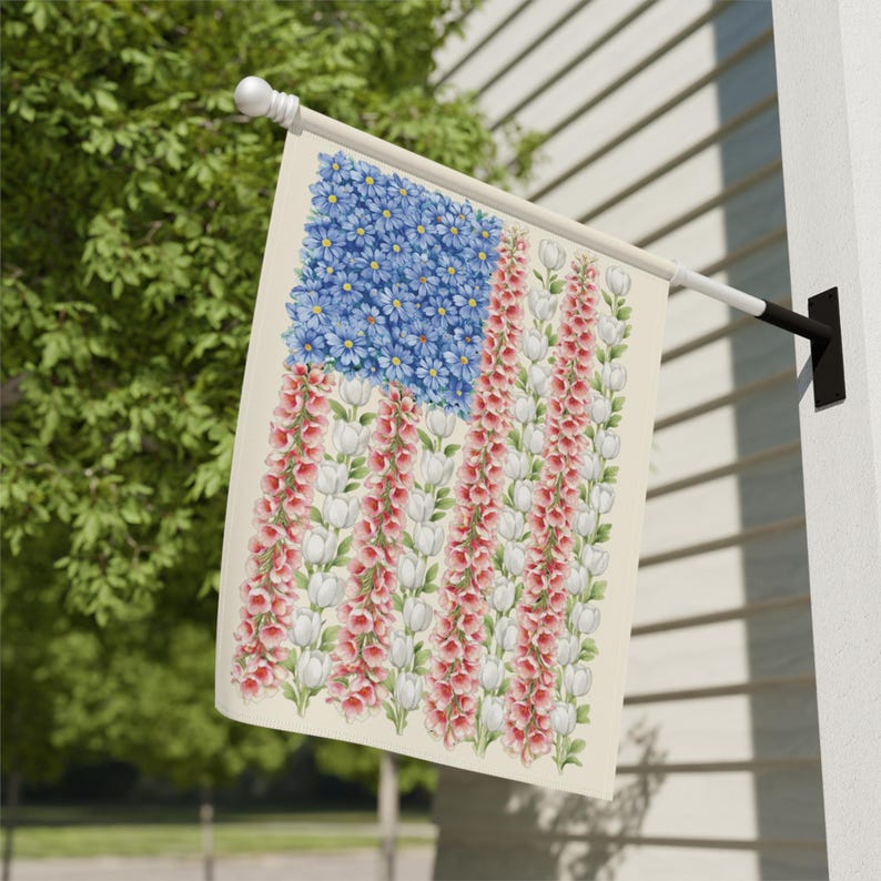 FDT Garden Flag, Foxglove Daisy Tulip Floral American Flag, Feminist Political Yard Decor, Resistance Outdoor Flag, Anti Trump Garden Flag image 5