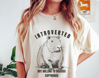 Capybara Shirt, Ironic Shirt, Introverted T-Shirt, Raccoon Shirt, Rodent Shirt, Weirdcore Shirt, My Tummy Hurts, Shirts That Go Hard