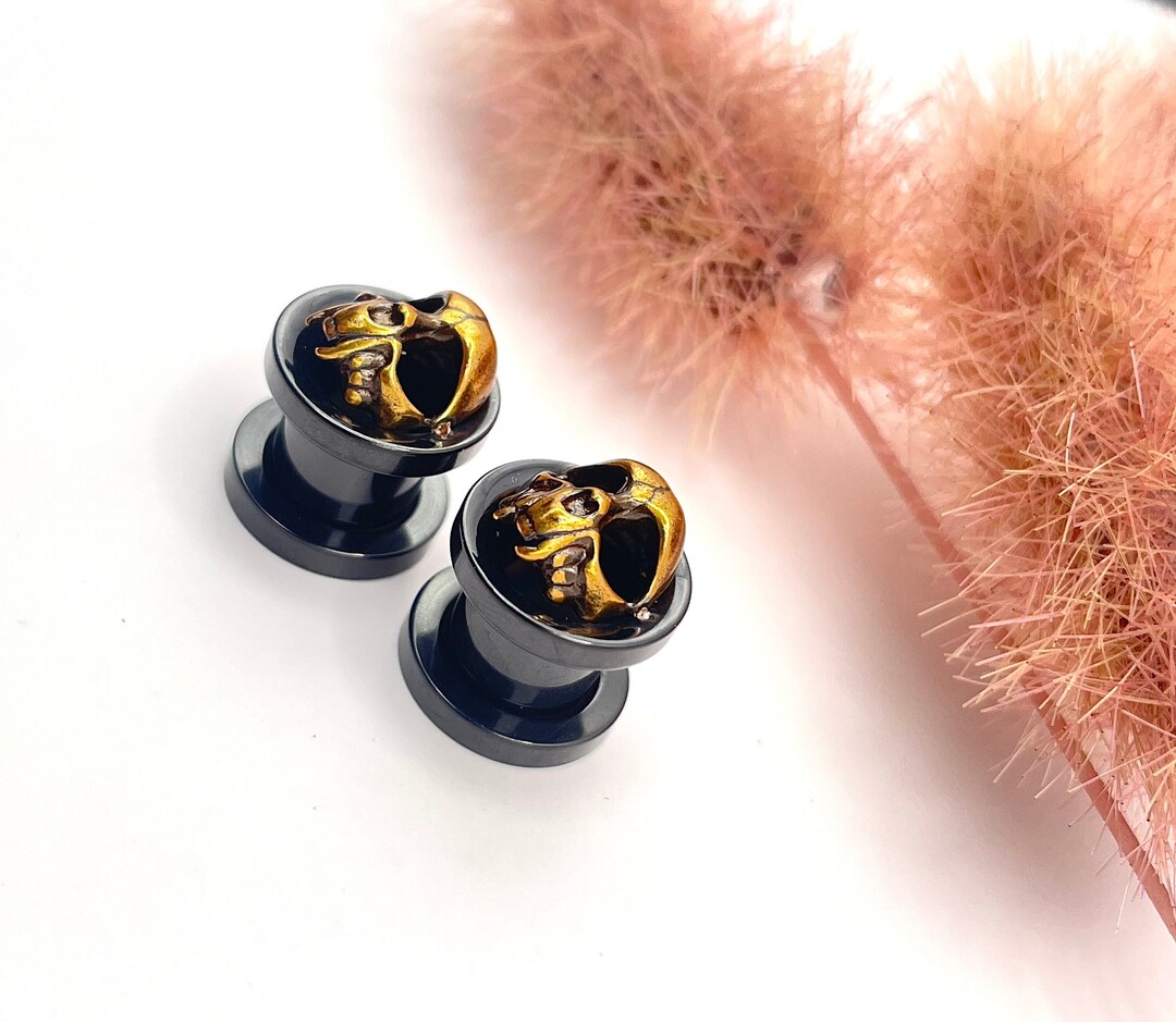 5 Pairs Stainless Steel Ear Tunnels Plugs - 9/16 5/8 3/4 7/8 1 Inch - Zaya Body Jewelry