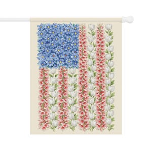 FDT Garden Flag, Foxglove Daisy Tulip Floral American Flag, Feminist Political Yard Decor, Resistance Outdoor Flag, Anti Trump Garden Flag 24.5'' × 32''