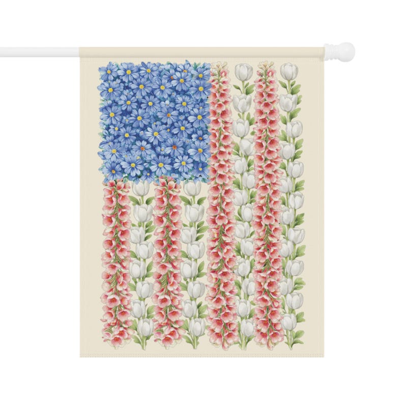 FDT Garden Flag, Foxglove Daisy Tulip Floral American Flag, Feminist Political Yard Decor, Resistance Outdoor Flag, Anti Trump Garden Flag 24.5'' × 32''