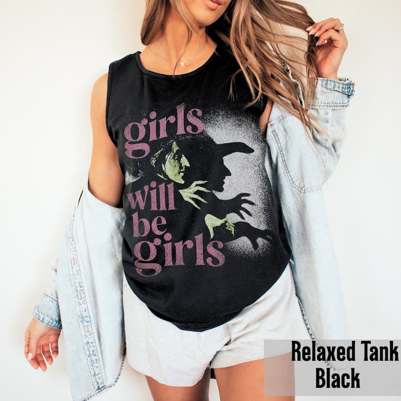 Girls Will Be Girls Shirt, Witchy Feminist Tee, Goth Summer Graphic Tee, Pink Witch Tee, Grunge Feminist Shirt, Vintage Summerween Shirt image 11