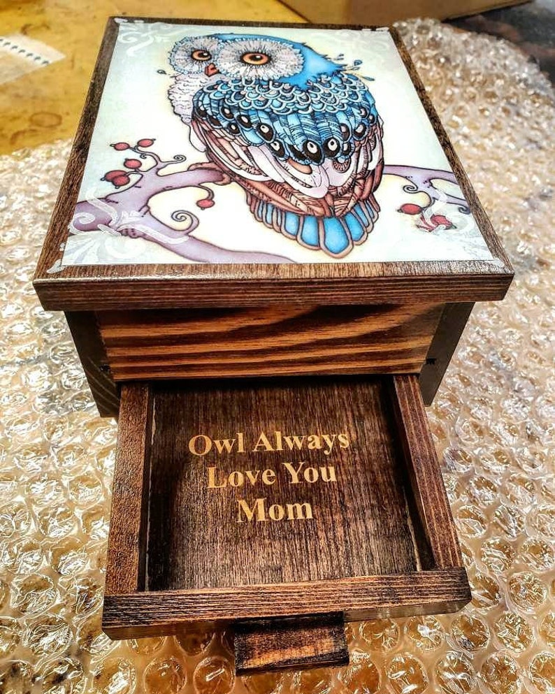 PERSONALIZED Majestic Owl Jewelry Box, with Mirror & Drawer Jewelry Organizer, Personalized Gift for mom, Owl Decor image 5