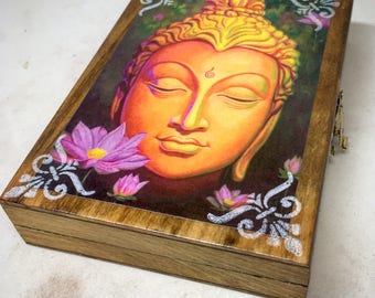 Beautiful Buddha & Louts Flower Jewelry Box- Stash Box/ Jewelry Organizer Small trinket Storage