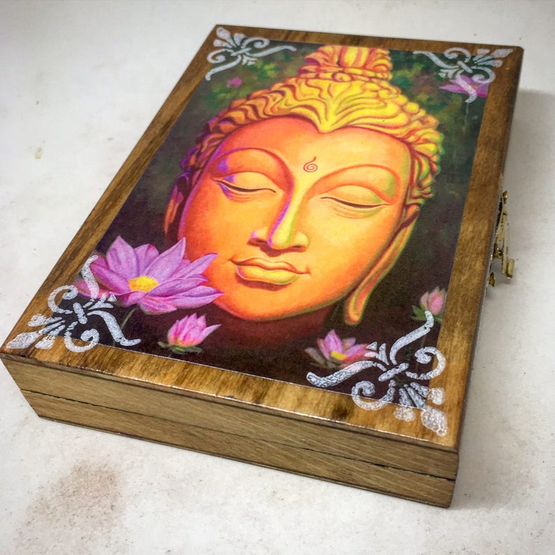 Stash Box Jewelry Organizer Small trinket Storage Gift Birthday Anniversary Wedding PERSONALIZED Beautiful Buddha Jewelry Box