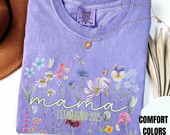 Mama Est Shirt, Mama Flower Shirt, Mama Shirt, Mom Shirt, Gift For Mom, First Time Mom Gift, Mama Valentine Shirt, Mama Crewneck,Mothers Day