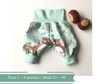 Green bubble pants with bears and foxes. Size 0 - 3 months