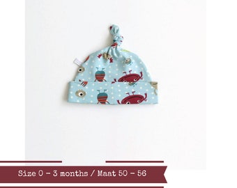 Hat with colorful monsters and polka dots. Size 0 - 3 months