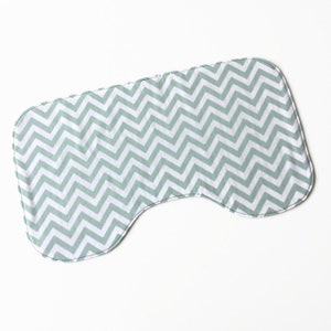 Baby burp cloth. Contoured burp rag. White cotton with green chevron. Gender neutral. image 1