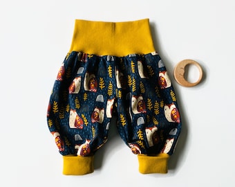 Dark blue harem pants with owls. Baby pants.