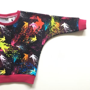Comfortable sweater with dolman sleeves. Graffiti sweater. Cotton sweater. Children's jumper. image 1