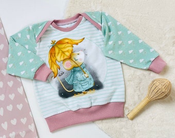 Baby Rundhals Shirt mit Maus. Mintgrün und rosa Baby Top