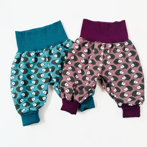 Green bubble pants with hedgehogs. Comfy pants. Size 3 6 months image 2