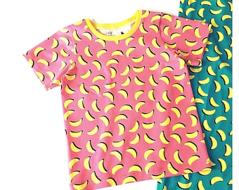 T-shirt met citroenen. Kinder truitje, babyshirt. Roze katoen. Roze en geel shirt. Shirtje met korte mouwen.
