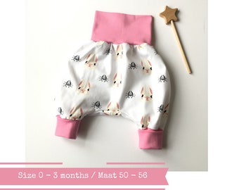 White bubble pants with rabbits. Size 0 - 3 months
